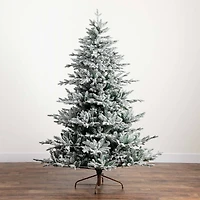 7ft. Pre-Lit Flocked Fir Artificial Christmas Tree, Warm White LED Lights 