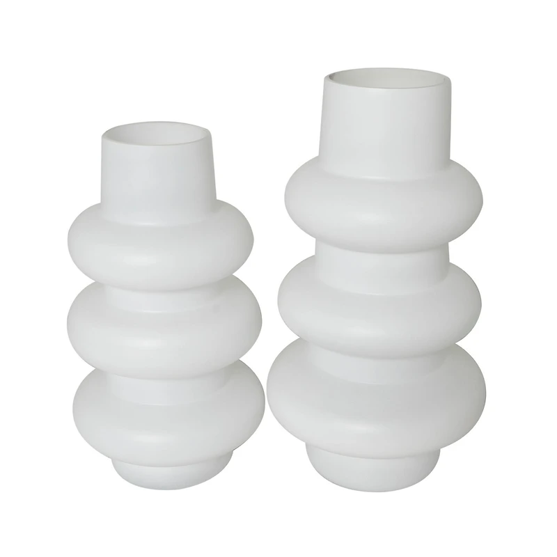 White Glass Dimensional Bubble Vase Set