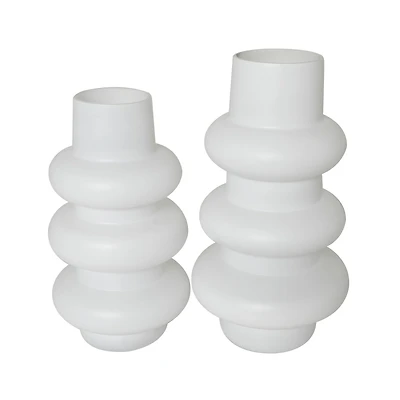 White Glass Dimensional Bubble Vase Set