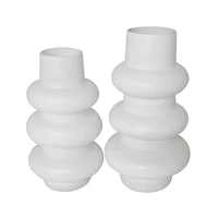 White Glass Dimensional Bubble Vase Set