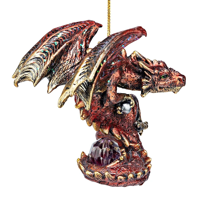 Design Toscano Christmas Light Protector Dragon 2021 Gothic Ornaments, 3ct.
