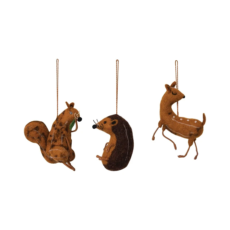 Hello Honey® Handmade Wool Felt & Wire Woodland Animal Ornament Set