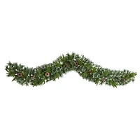 6ft. Pre-Lit LED Snow Tipped Christmas Garland with Pinecones