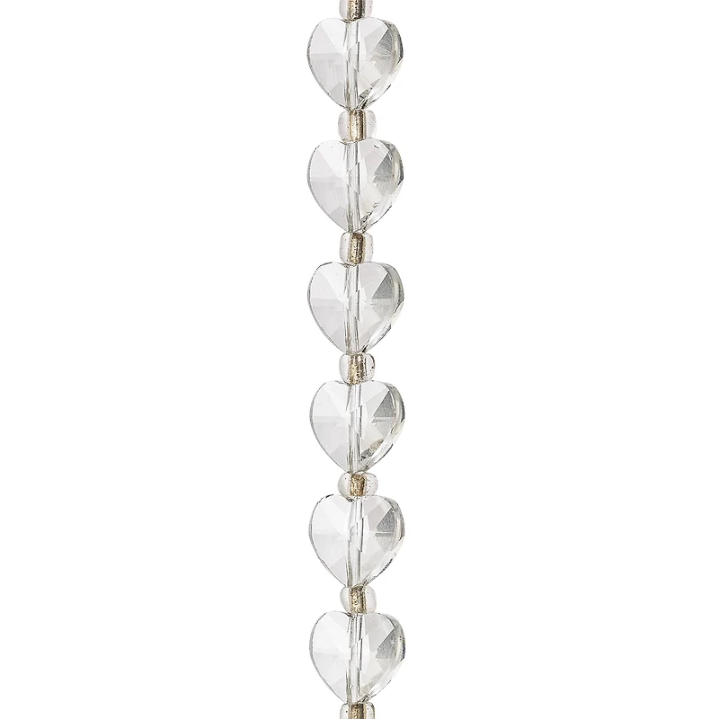 12 Pack: Clear Faceted Glass Heart Beads, 10mm by Bead Landing™