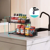 NEX™ 14" 2-Tier Under Sink Rack Organizer with Sliding Drawers