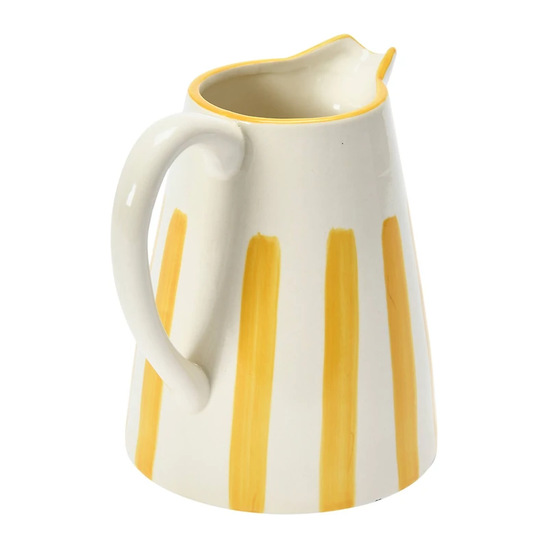 Hello Honey® 6.5" Yellow & White Stripe Stoneware Pitcher
