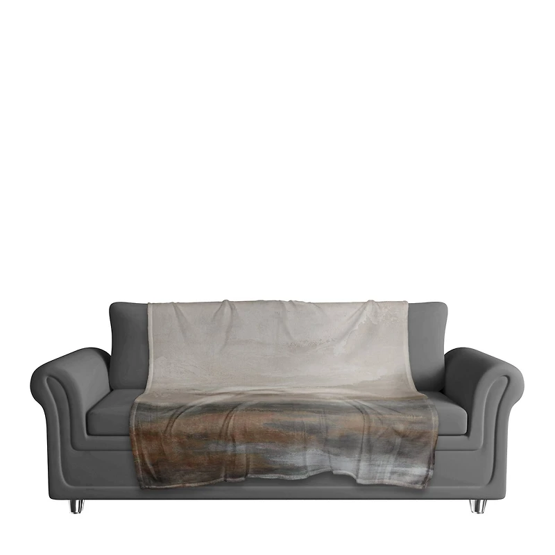 50" x 60" Moody Rust Abstract Riverscape Coral Fleece Blanket
