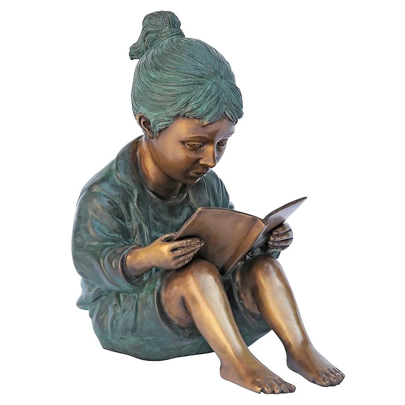 Design Toscano 13" Story Book Girl Bronze Garden Statue