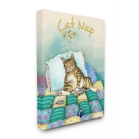 Stupell Industries Cat Nap Funny Cat Cartoon Pet Design Canvas Wall Art