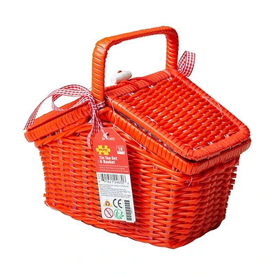 Tin Tea Set & Basket