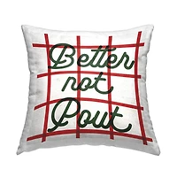 Stupell Industries Better Not Pout Christmas Plaid Throw Pillow
