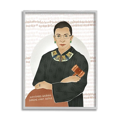 Stupell Industries Judge Ginsburg With Gavel Wall Art in Gray Frame