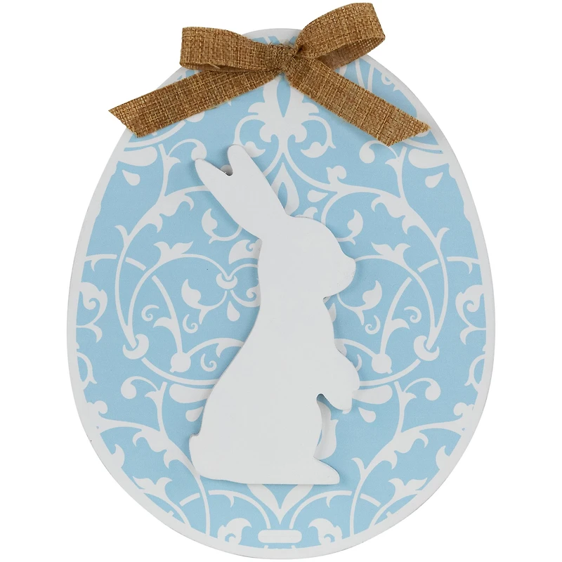 9.5" Easter Egg Bunny Wall Décor with Burlap Bow