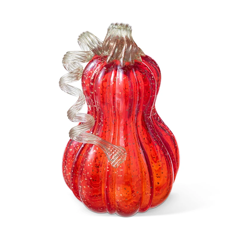 Glitzhome® 8.5" Fall Red Glass Gourd with Glitter