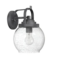 Hello Honey® Bertram Distressed Zinc Industrial Lantern Seedy Glass Globe & Metal Wall Mounted Outdoor Light
