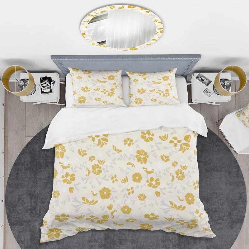 Designart 'Retro Handdrawn Poppies III' Mid-Century Duvet Cover Set