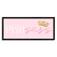 Stupell Industries Princess Sassy Girl Princess Pun Royal Crown Pink Framed Wall Art