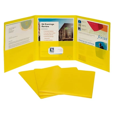 C-Line® Yellow 3-Pocket Poly Portfolios, 24ct.