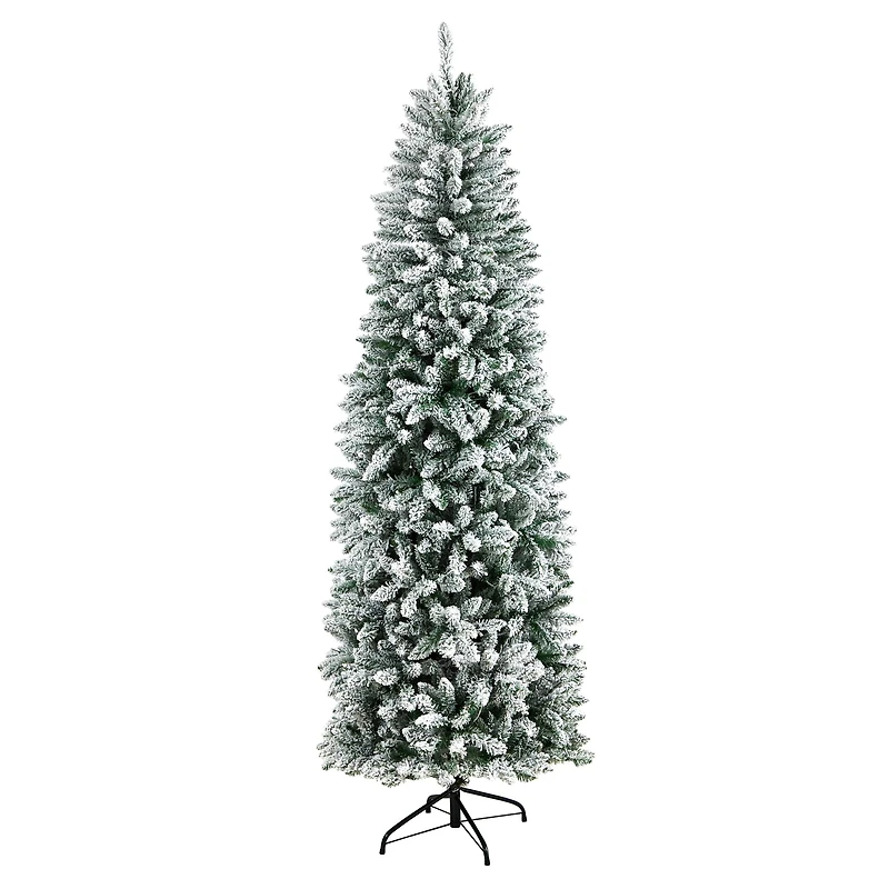 7ft. Pre-Lit Flocked Montreal Fir Artificial Christmas Tree, Warm White LED Lights