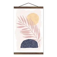 Blush Leaf and Sun Teak Hanging Canvas