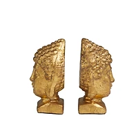 6" Gold Metal Buddha Bookends Set