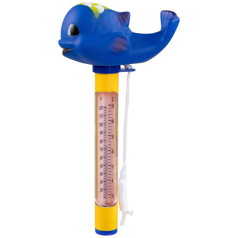 9" Blue Whale Floating Swimming Pool Thermometer with Cord