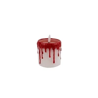 3" Red & White Dripping LED Wax Pillar Candle by Ashland®