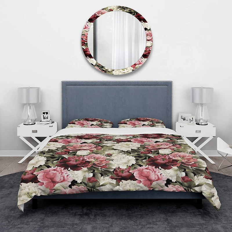 Designart 'Floral Pattern with Peonies' Bohemian & Eclectic Bedding Set