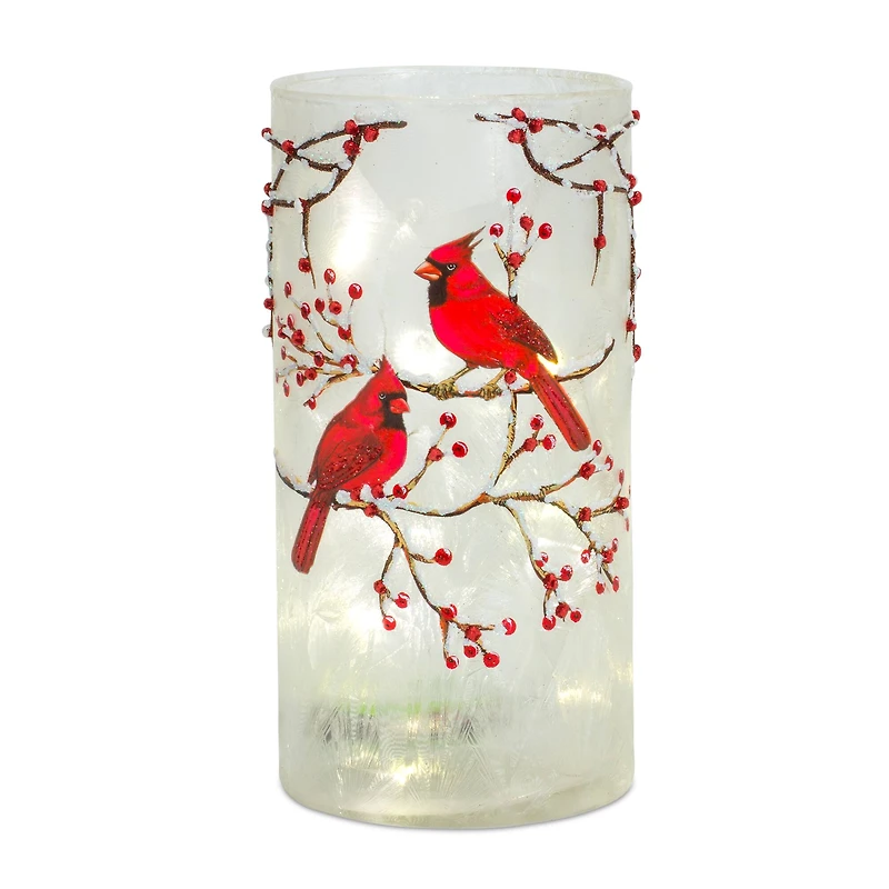 8" Cardinal Glass Candle Holder Set