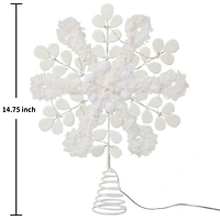 14" Wood & Fabric Snowflake Lighted Tree Topper by Ashland®