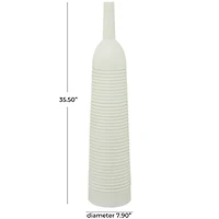 The Novogratz White Metal Grooved Vase 8" x 8" x 36"