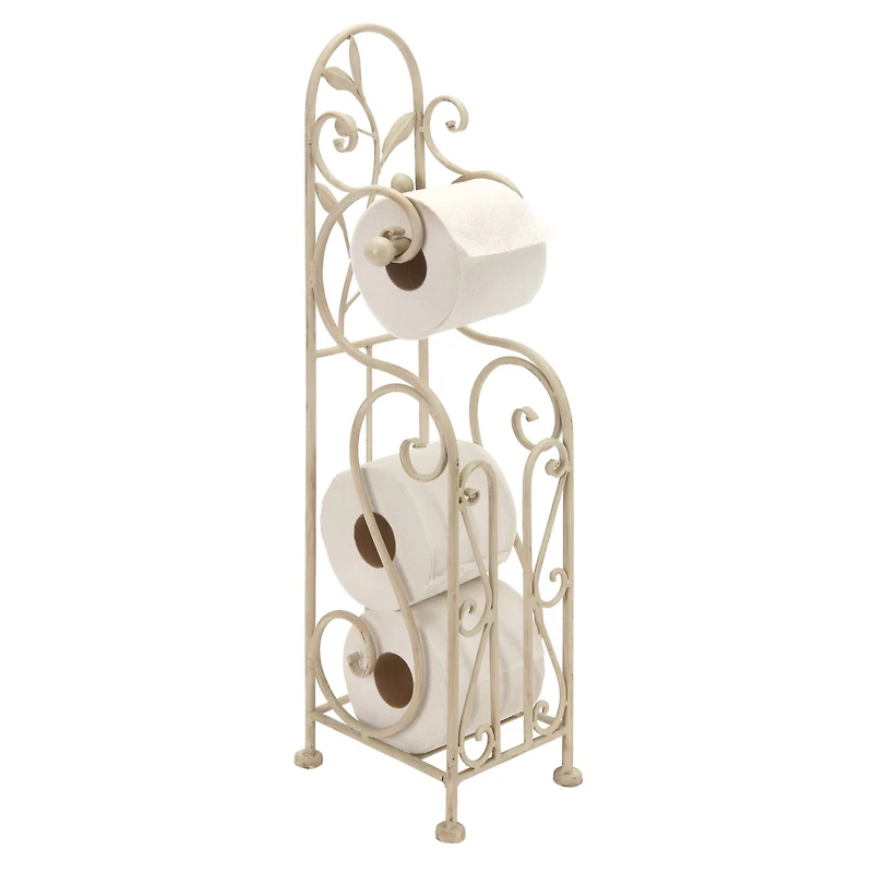 24" Cream Iron Traditional Toilet Paper Towel Holder