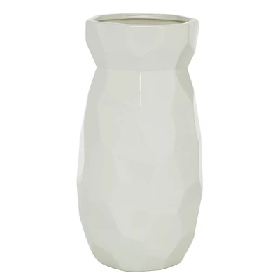 CosmoLiving by Cosmopolitan White Ceramic Modern Vase, 16" x 8" x 8"