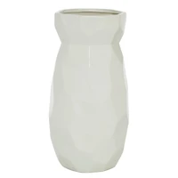 CosmoLiving by Cosmopolitan White Ceramic Modern Vase, 16" x 8" x 8"