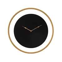 24" Black Metal Wall Clock with Gold Accents