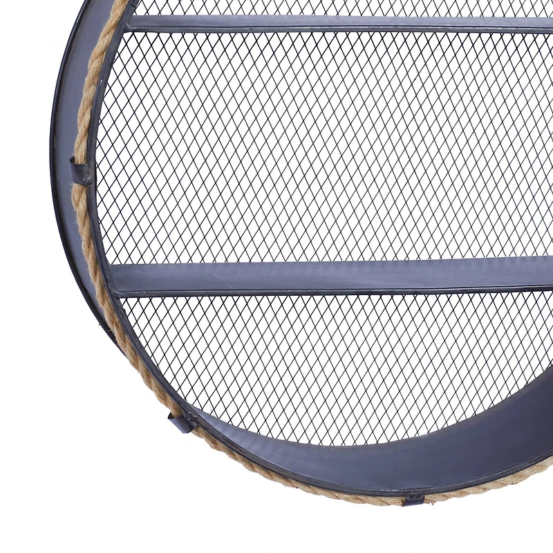 24" Black Metal Industrial Wall Shelf