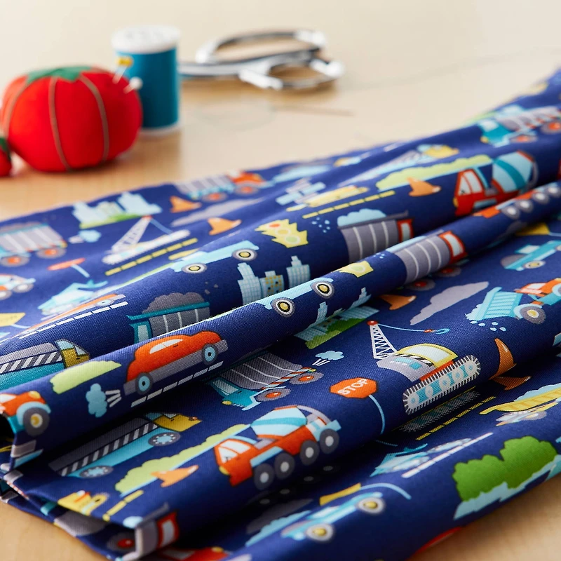 Fabric Traditions Blue Construction Cotton Fabric