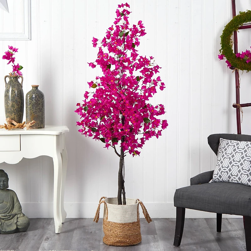 6ft. Artificial Bougainvillea Tree with Basket