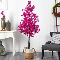 6ft. Artificial Bougainvillea Tree with Basket