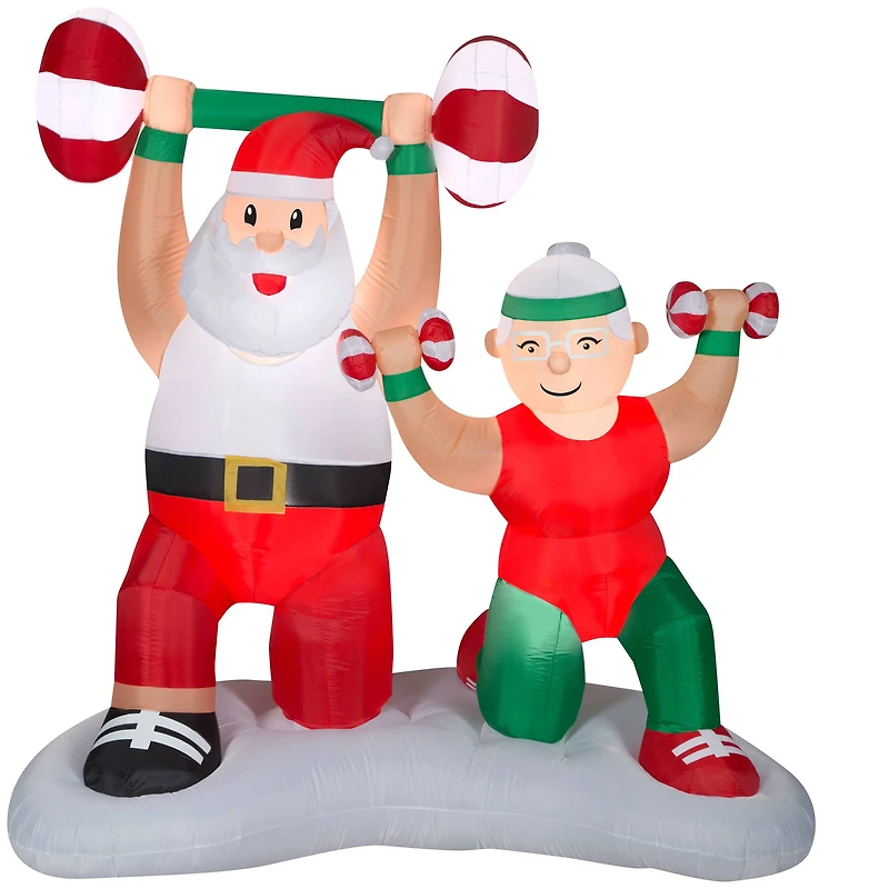 6.5ft. Airblown® Inflatable Christmas Santa & Mrs. Claus Workout Scene