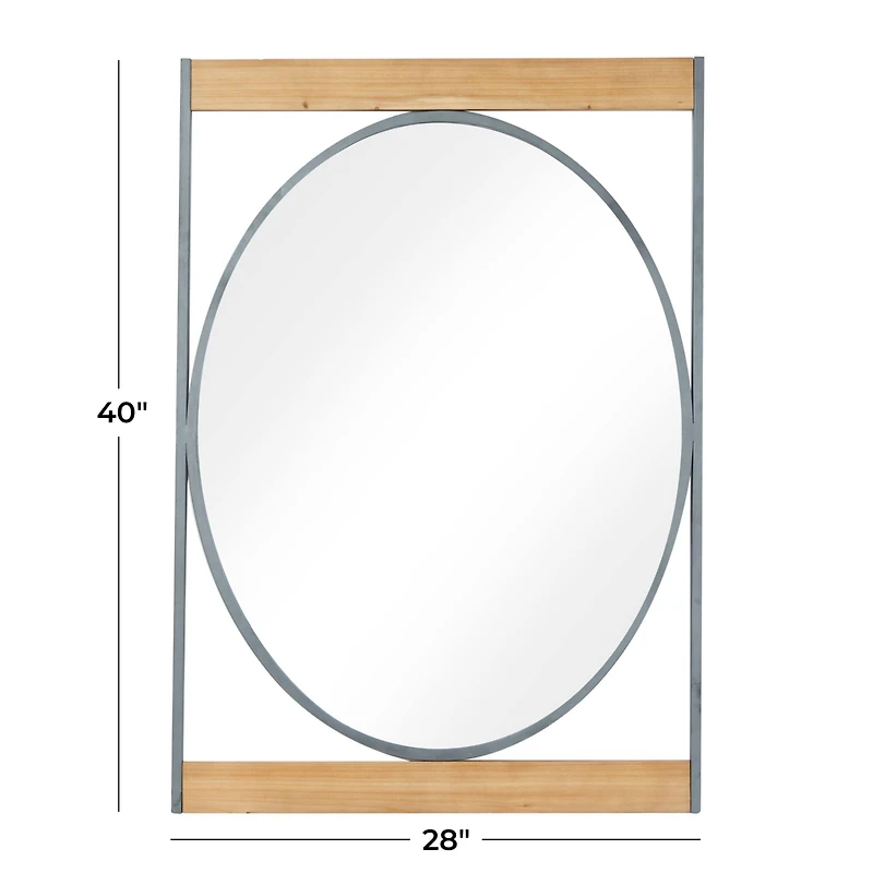Brown Iron Industrial Wall Mirror, 40" x 28" x 2"