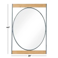 Brown Iron Industrial Wall Mirror, 40" x 28" x 2"