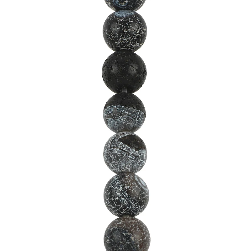 Black Crackle Agate Round Beads, 6mm by Bead Landing™