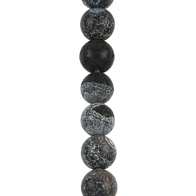 Black Crackle Agate Round Beads, 6mm by Bead Landing™