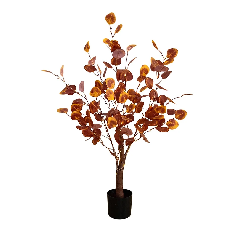 3ft. Pre-Lit Autumn Eucalyptus Artificial Fall Tree with 80 Warm White LED Lights