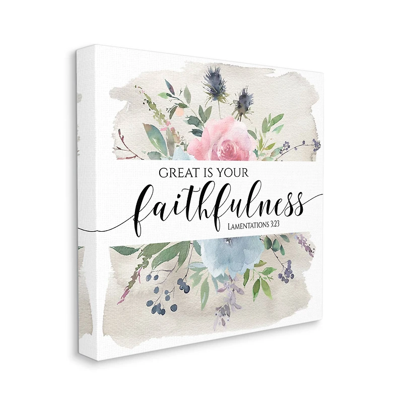 Stupell Industries Great Is Your Faithfulness Lamentations 3:23 Wild Florals Canvas Wall Art