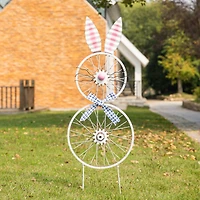Glitzhome® 38" Easter Wheel Bunny Metal Décor