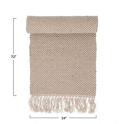 Hello Honey® 72" Natural Woven Jute & Cotton Table Runner with Fringe