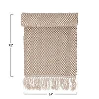 Hello Honey® 72" Natural Woven Jute & Cotton Table Runner with Fringe