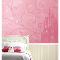 RoomMates Princess Scroll Castle Chair Rail Prepasted Mural